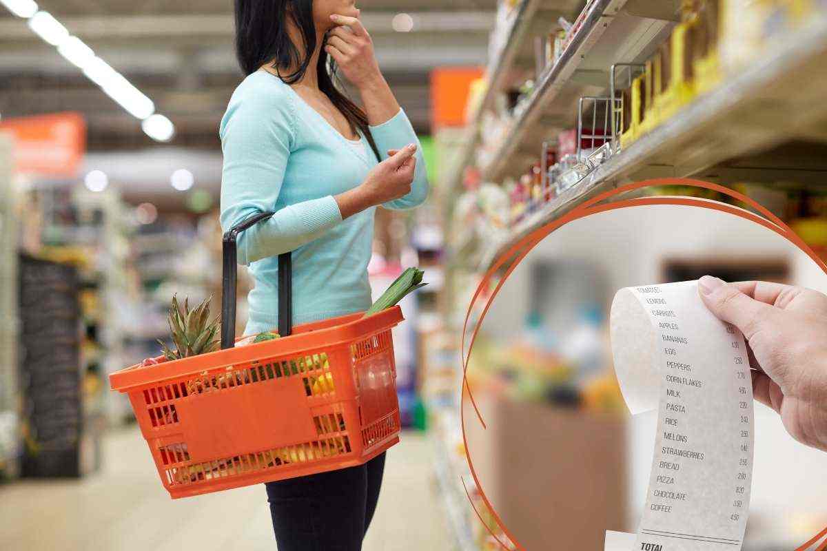 scontrino della spesa al supermercato